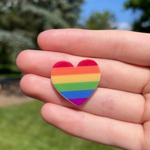 Pride Rainbow Heart Pin | Novelty Pins | Unique Pins | Lesbian Pins | Gay Pins | Pride Month Pins