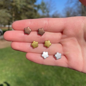 Metallic Flower Stud Earrings | Novelty Earrings | Unique Earrings | Fun Earrings | Flower Earrings