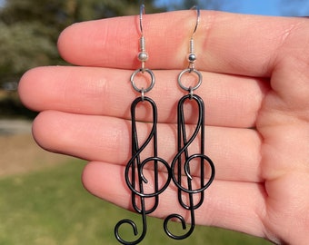 Treble Clef Paperclip Dangle Earrings | Novelty Earrings | Unique Earrings | Fun Earrings | Paperclip Earrings