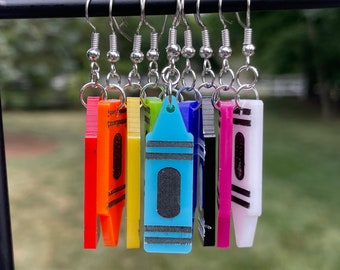 Crayon Dangle Earrings | Teacher Earrings | Back to School Earrings | Unique Earrings | Fun Earrings | Quirky Earrings