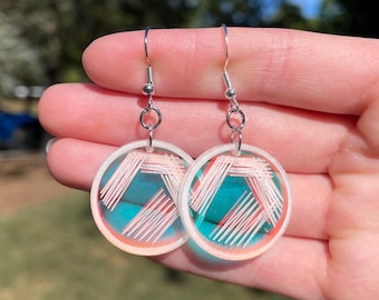 Iridescent Petri Dish Dangle Earrings | Lab Earrings | Streak Plating Earrings | Scientist Earrings | Science Earrings | Culture Earrings