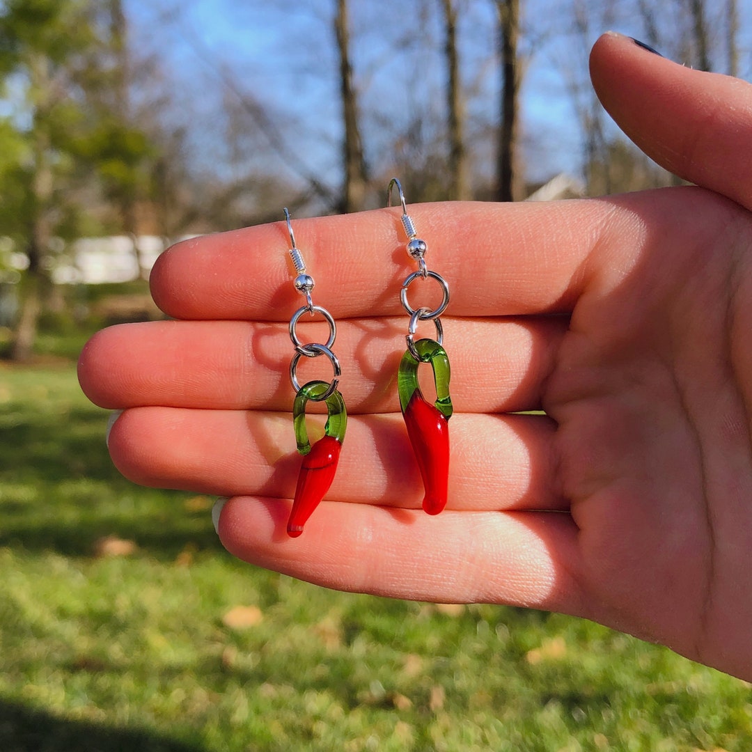 Glass Chili Pepper Earrings Novelty Earrings Unique Etsy Italia