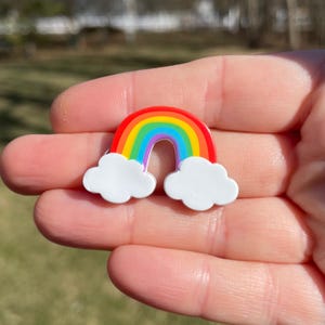 Rainbow with Clouds Pin | Novelty Pins | Unique Pins | Rainbow Pins | Pride Pins