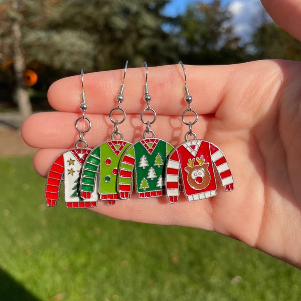 Ugly Christmas Sweater Earrings | Novelty Earrings | Unique Earrings | Fun Earrings | Christmas Earrings | Festive Earrings