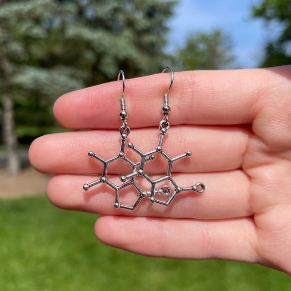 Caffeine Molecule Earrings | Novelty Earrings | Unique Earrings | Fun Earrings | Pretty Earrings | Teacher Earrings | Science Earrings