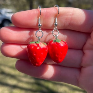 Strawberry Dangle Earrings | Novelty Earrings | Unique Earrings | Fun Earrings