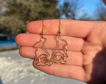 Gold Bunny Rabbit Paperclip Dangle Earrings | Novelty Earrings | Unique Earrings | Fun Earrings | Pretty Earrings | Animal Earrings