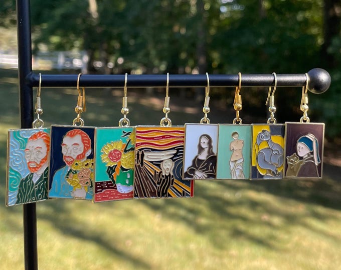 Enamel Famous Paintings Earrings | Novelty Earrings | Unique Earrings | Fun Earrings | Quirky Earrings | Art Earrings