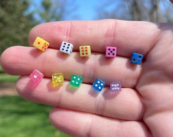 Teeny Tiny Colorful Dice Stud Earrings | Novelty Earrings | Unique Earrings | Fun Earrings | Casino Earrings | Vegas Earrings