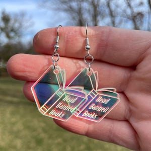 Read Banned Books Dangle Earrings | Teacher Earrings | Librarian Earrings | Resistance Earrings | Quirky Earrings | Banned Books