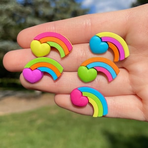 Colorful Heart with Rainbow Pin | Novelty Pins | Unique Pins | Rainbow Pins