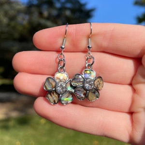 Mother of Pearl Flower Dangle Earrings | Novelty Earrings | Unique Earrings | Fun Earrings | Pretty Earrings | Statement Earrings