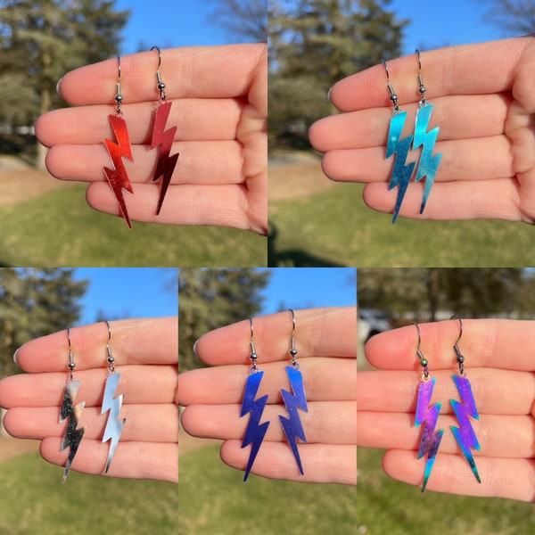 Metal Lightning Dangle Earrings | Novelty Earrings | Unique Earrings | Fun Earrings | Pretty Earrings