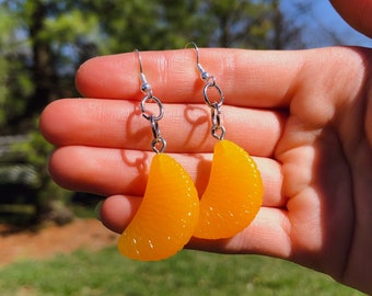 Mandarin Orange Slice Earrings | Novelty Earrings | Unique Earrings | Fun Earrings | Food Earrings