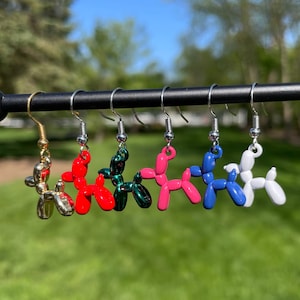 Balloon Dog Earrings Shrink Plastic Earrings Handmade Jewelry
