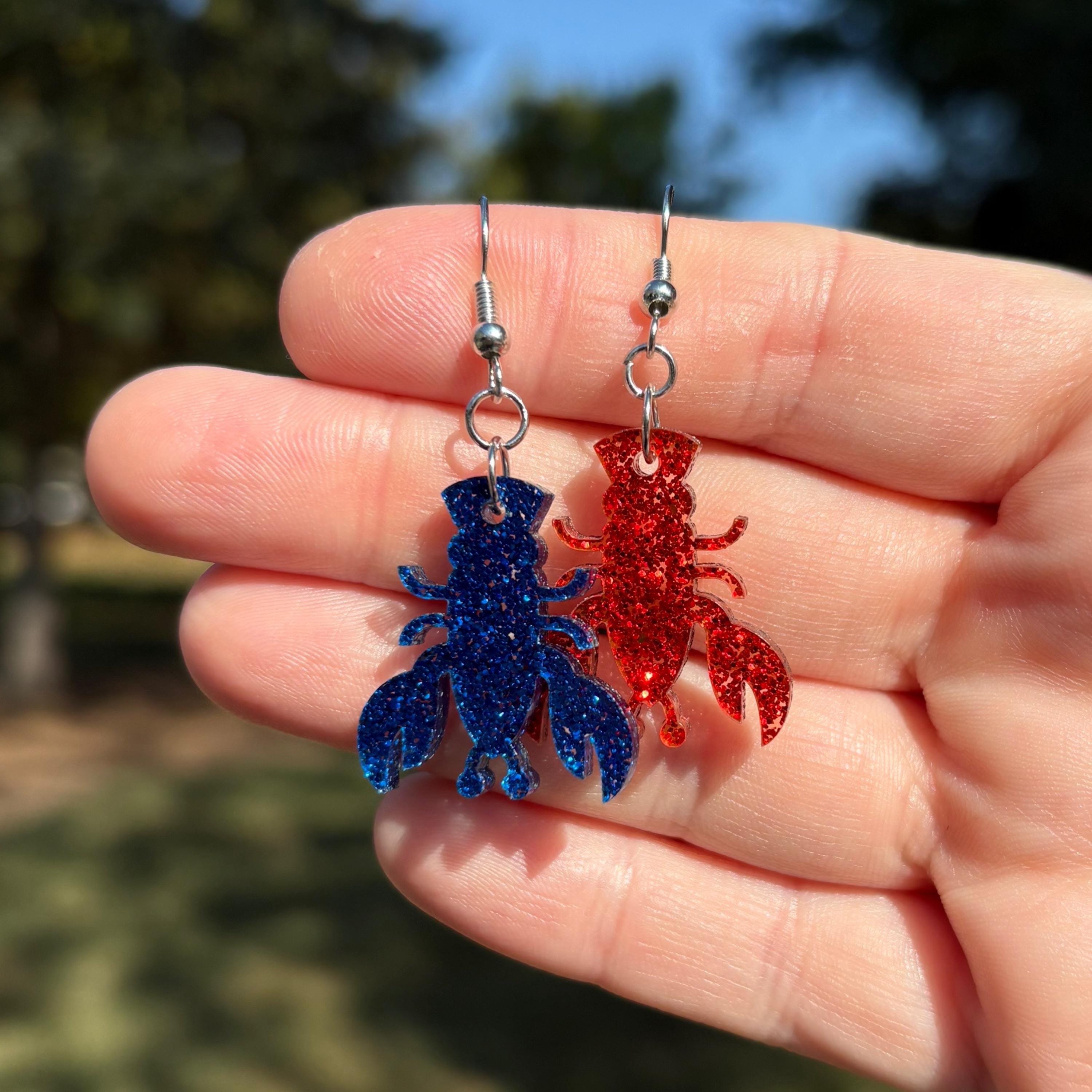 Acrylic Lobster Dangle Earrings | Novelty Earrings | Unique