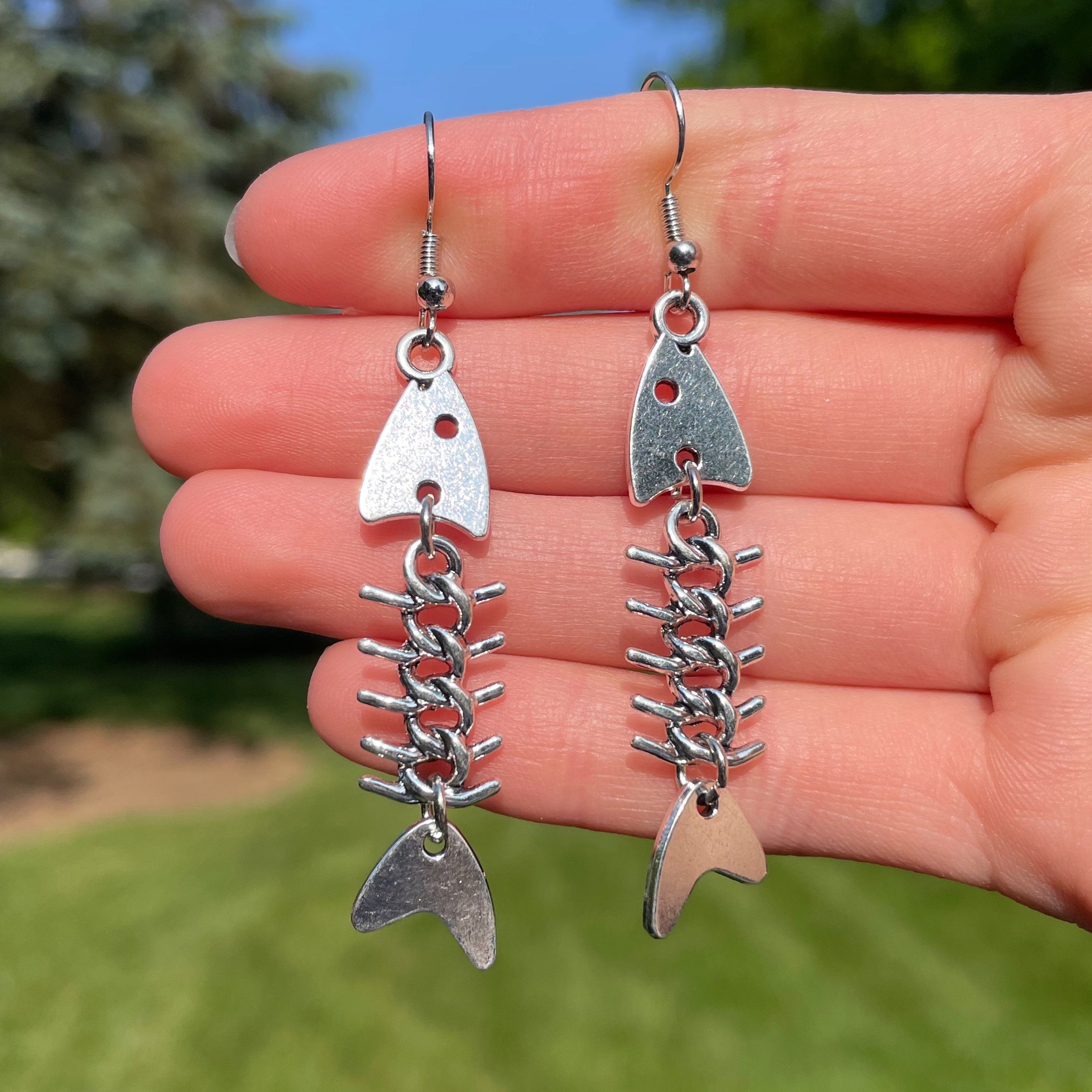Barbed Wire Fish Skeleton Dangle Earrings | Novelty Earrings | Unique  Earrings | Funky Earrings | Dangle Earrings | Whimsical Earrings