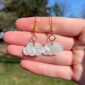 Marbleized Cloud Earrings | Novelty Earrings | Unique Earrings | Fun Earrings | Cloud Earrings | Cloud Earrings