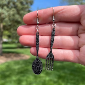 Acrylic Fork and Spoon Dangle Earrings | Unique Earrings | Fun Earrings | Cute Earrings | Flatware Earrings | Cutlery Earrings
