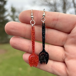 Acrylic Spork Dangle Earrings | Unique Earrings | Fun Earrings | Cute Earrings | Flatware Earrings | Cutlery Earrings | Silly Earrings