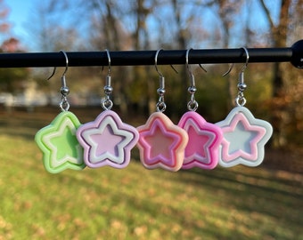 Pastel Star Dangle Earrings | Novelty Earrings | Unique Earrings | Fun Earrings