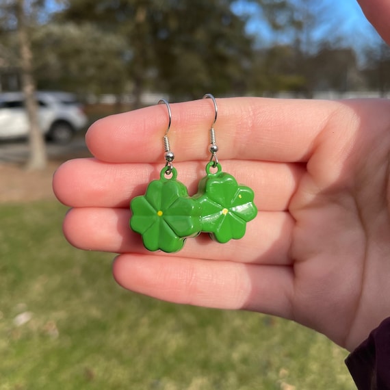 Green Shamrock Bell Earrings | Novelty Earrings | Unique Earrings | Fun  Earrings | St. Patricks Day Earrings | Irish Earrings