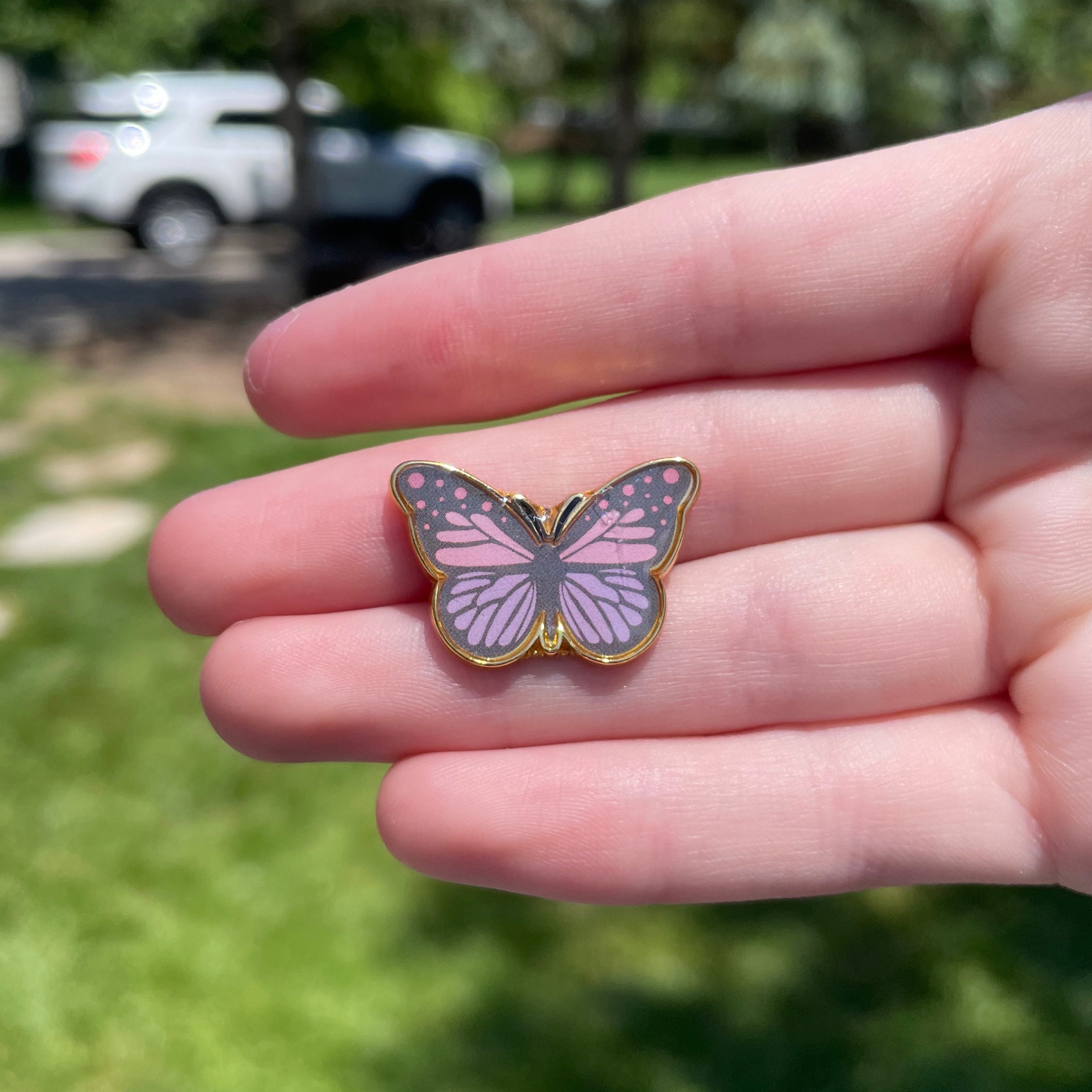 Pink and Purple Butterfly Pin | Novelty Pins | Unique Pins | Fun Pins | Cute Pins