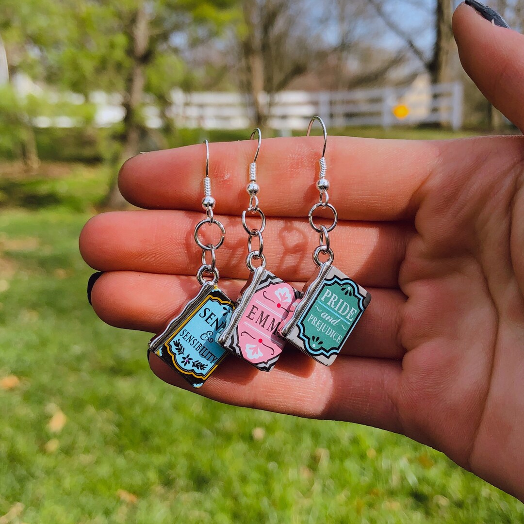 Jane Austin Book Earrings Novelty Earrings Unique Earrings Pretty Earrings Emma Pride and Prejudice Sense and Sensibility Etsy Canada
