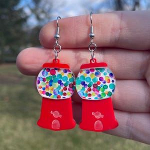 Gumball Machine Dangle Earrings | Novelty Earrings | Fun Earrings | Food Earrings | Candy Earrings | Gumball Earrings | Cute Earrings