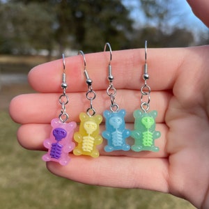 Skeleton Gummy Bear Earrings | Novelty Earrings | Unique Earrings | Fun Earrings