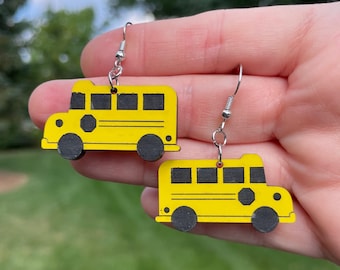 School Bus Dangle Earrings | Bus Driver Earrings | Elementary Teacher Earrings | Back to School Earrings | Quirky Earrings | School Earrings