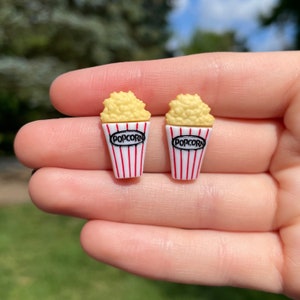 Popcorn Container Stud Earrings | Novelty Earrings | Unique Earrings | Fun Earrings | Food Earrings