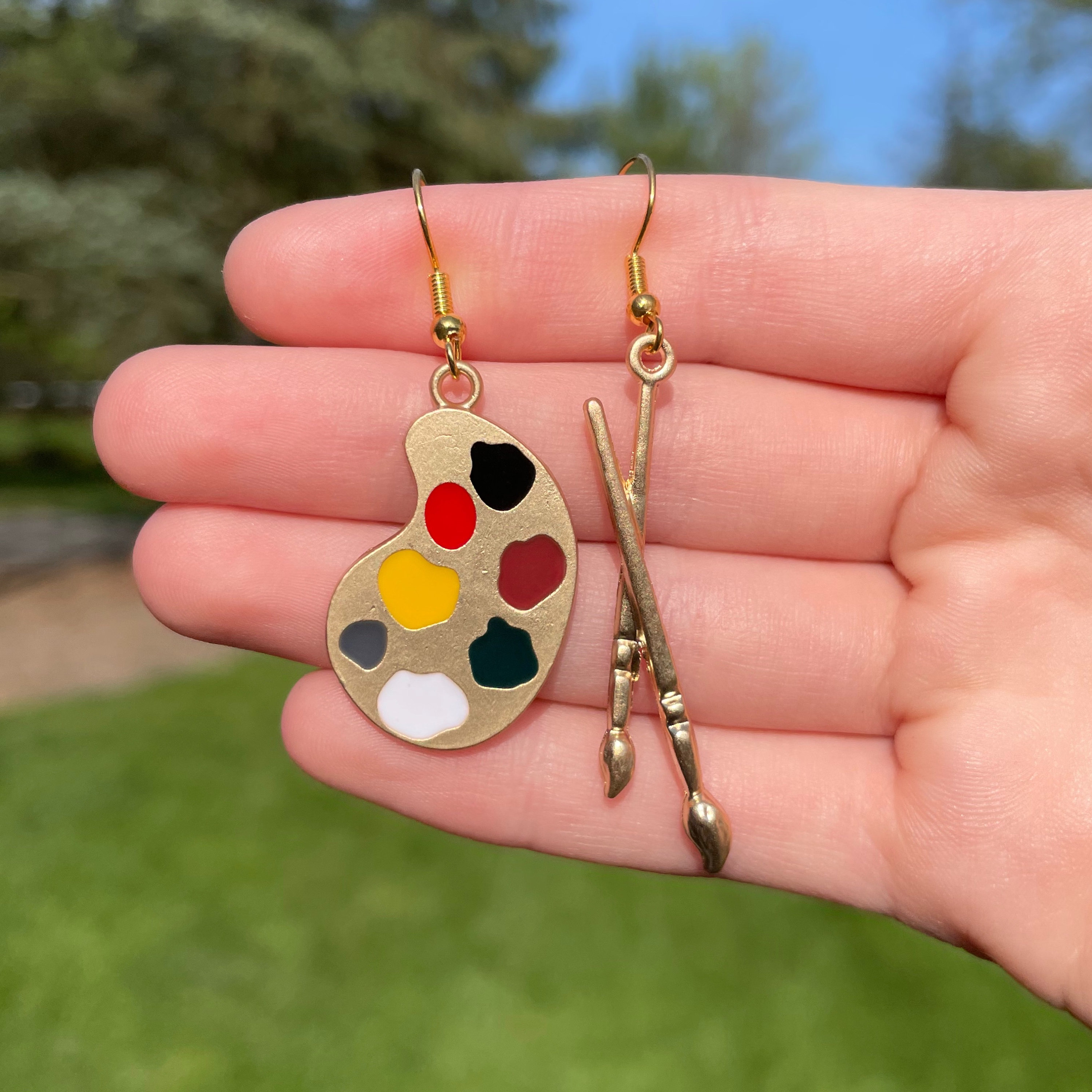 Artist Palette and Brushes Earrings Artist Palette and Brushes Earrings