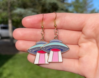 UFO Dangle Earrings | Novelty Earrings | Unique Earrings | Pretty Earrings | Dangle Earrings | Whimsical Earrings