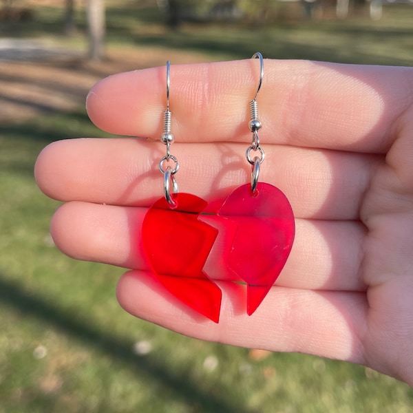 Broken Heart Dangle Earrings | Breakup Earrings  | Novelty Earrings | Unique Earrings | Fun Earrings | Cute Earrings | Anti-Valentines