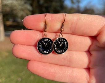 Clock Face Dangle Earrings | Novelty Earrings | Unique Earrings | Fun Earrings