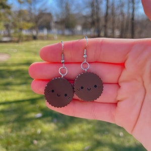 Happy Sandwich Cookie Dangle | Novelty Dangle Earrings | Unique Earrings  | Fun Earrings