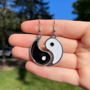 Large Yin and Yang Dangle Earrings | Novelty Earrings | Unique Earrings | Fun Earrings | Perfect Pair Earrings