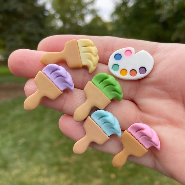 Paint Palette and Paintbrush Pins | Art Pins | Novelty Pins | Unique Pins | Colorful Pins | Artist Pins