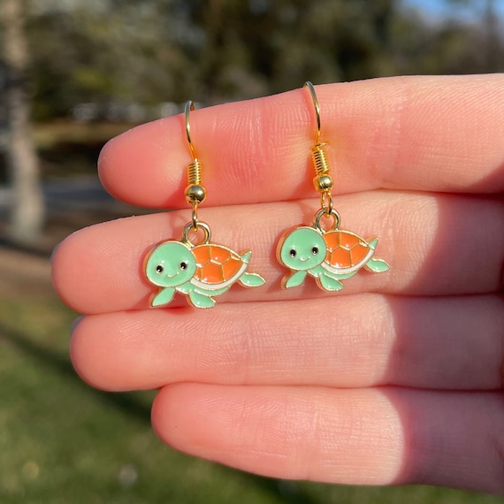 Turtle dangle sales earrings