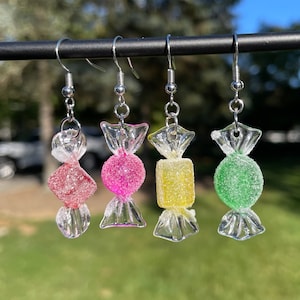 Sugared Wrap Candy Dangle Earrings | Novelty Earrings | Unique Earrings | Fun Earrings | Christmas Candy Earrings