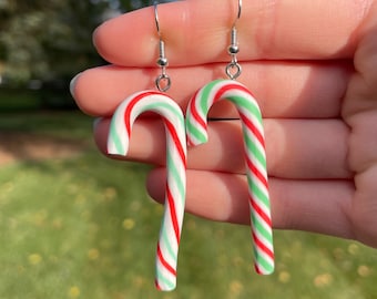 Candy Cane Dangle Earrings | Novelty Earrings | Unique Earrings | Fun Earrings | Christmas Candy Earrings