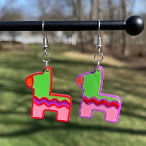 Colorful Pinata Dangle Earrings | Novelty Earrings | Unique Earrings | Fun Earrings | Cinco de Mayo Earrings | Holiday Earrings |
