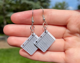 Notebook Page Dangle Earrings | Novelty Earrings | Unique Earrings | Fun Earrings | Quirky Earrings | Teacher Earrings | Writer Earrings