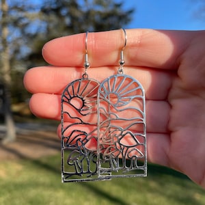 Mushroom and Sun Outline Dangle Earrings | Novelty Earrings | Unique Earrings | Fun Earrings | Pretty Earrings