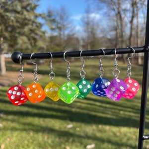 Colorful Dice Earrings | Novelty Earrings | Unique Earrings | Fun Earrings | Statement Earrings
