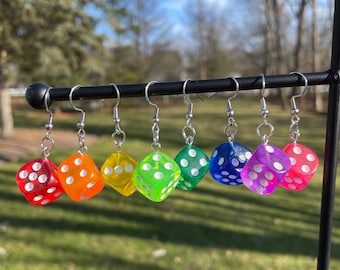 Colorful Dice Earrings | Novelty Earrings | Unique Earrings | Fun Earrings | Statement Earrings