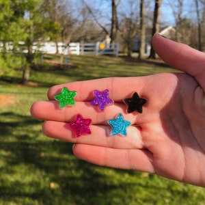 Glitter Star Stud Earrings | Novelty Earrings | Unique Earrings | Fun Earrings