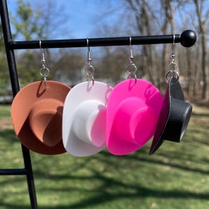 Cowgirl Hat Dangle Earrings | Novelty Earrings | Unique Earrings | Fun Earrings | Bachelorette Earrings | Party Earrings | Cowboy Earrings