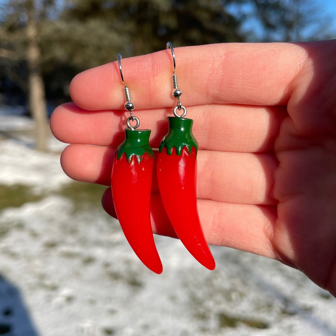Chili Pepper Dangle Earrings | Novelty Earrings | Unique Earrings | Fun ...